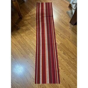 Woven Stripe Table Runner Burgundy Orange‎ White Brown Accent Home Decor 63 Inch